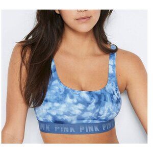 Victoria's Secret PINK Ultimate Scoop Lightly Lined Sports Bra Tie Dye Blue Sm